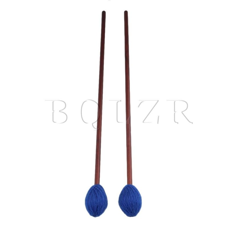 2pcs Maple Handles Woolen Yarn Head Keyboard Marimba Mallets Blue - intl
