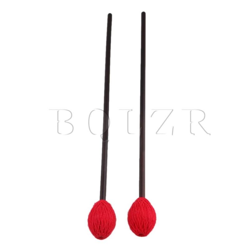 42.6cm Medium Hard Yarn Maple Marimba Mallets Set of 2 Red Dark Brown - intl