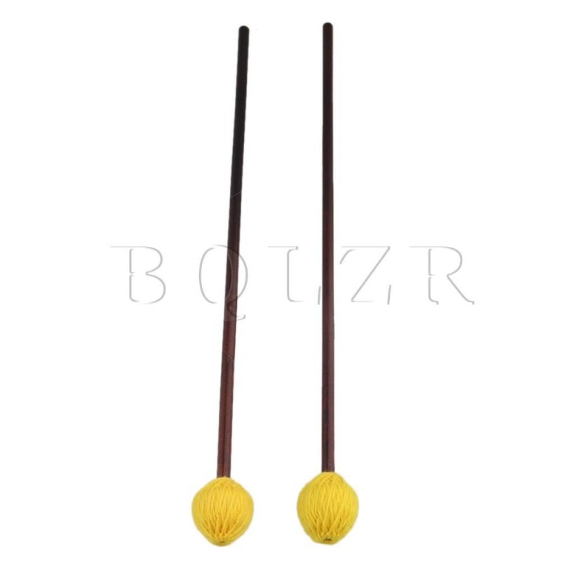 42.6cm Medium Hard Yellow Mushroom Yarn Maple Marimba Mallets Set of 2 - intl