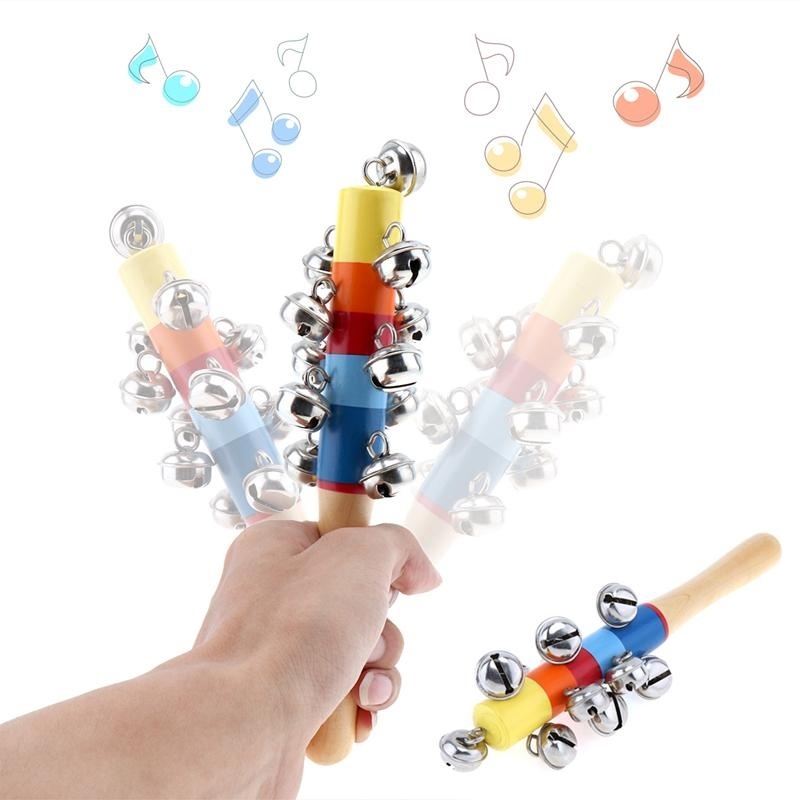 Colorful Wooden Bell Stick 11 Jingle Bells Hand Shake Rattles
Children Educational Musical Instrument Toy - intl