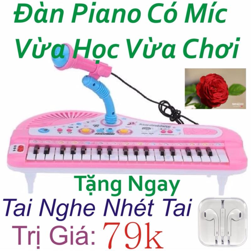 Đàn Piano Mini Có Míc Cho Bé Chất Lượng Âm Thanh Hay Loại Mới ( Hồng ) + Tặng Ngay Tai Nghe Nhét Tai Trị Giá 79k