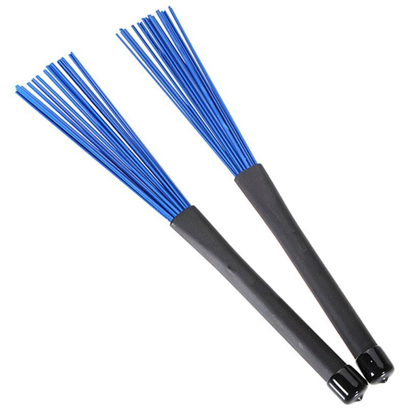Gracefulvara 1 Pair Black Retractable Rubber Handles Jazz Drum
Brushes Sticks Blue Nylon - intl