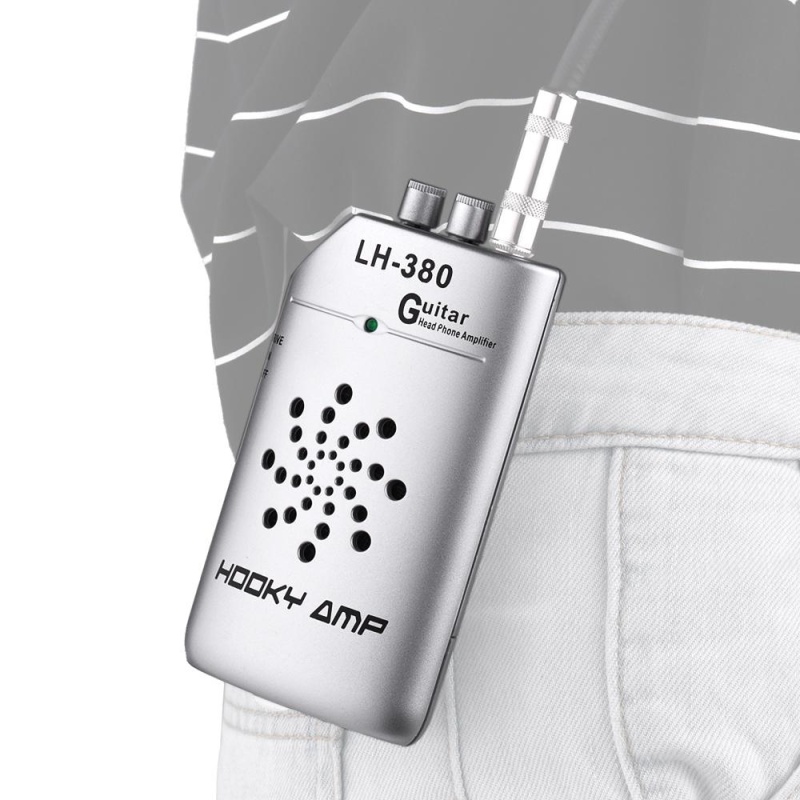 Mini Portable Guitar Ukelele Practice Headphone Amp Amplifier Speaker with Belt Clip Silver - intl