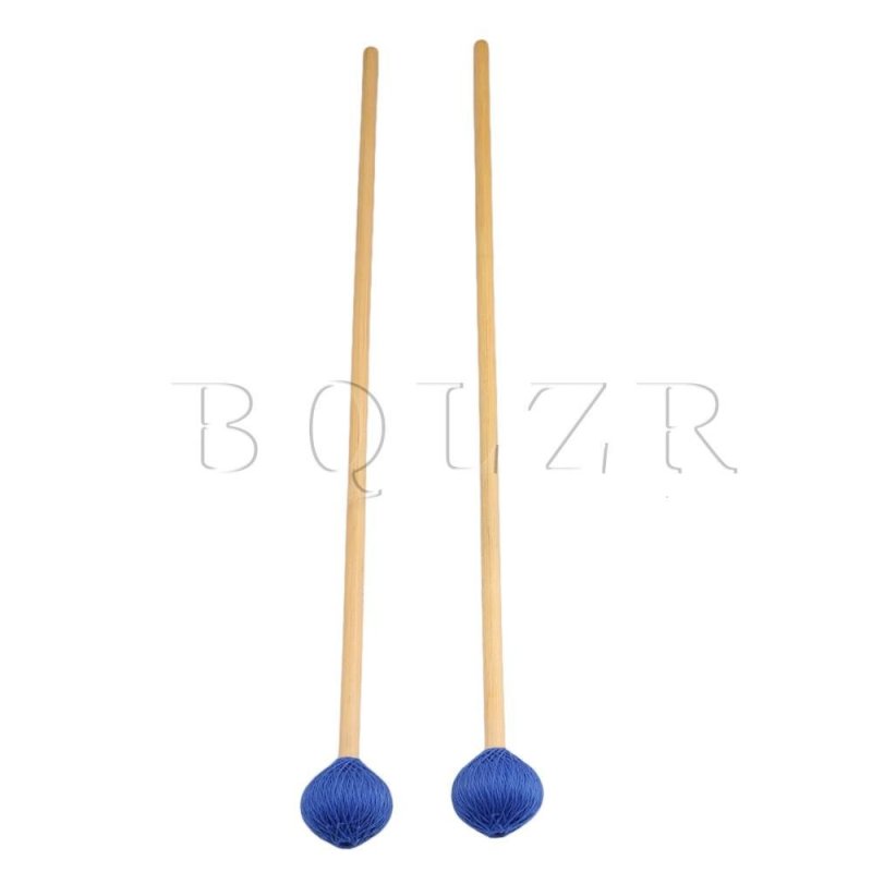 Woolen Yarn Head Hard Keyboard Marimba Mallets Set of 2 Blue - intl