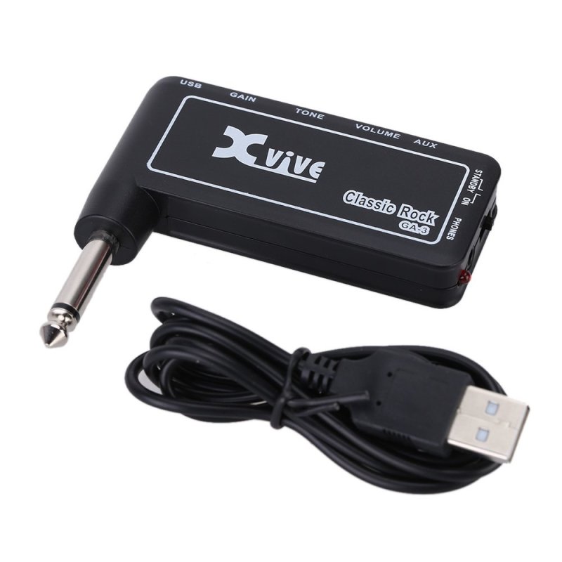 Xvive GA3 Classic Rock Mini Portable Rechargeable Electric Guitar Plug Headphone Amp - intl