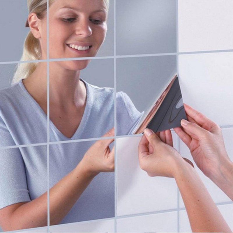 16 cái Đề can dán tường vuông, tự dính, chống thấm trang trí phòng tắm, nhà bếp Kích cỡ:0.1mm - intl