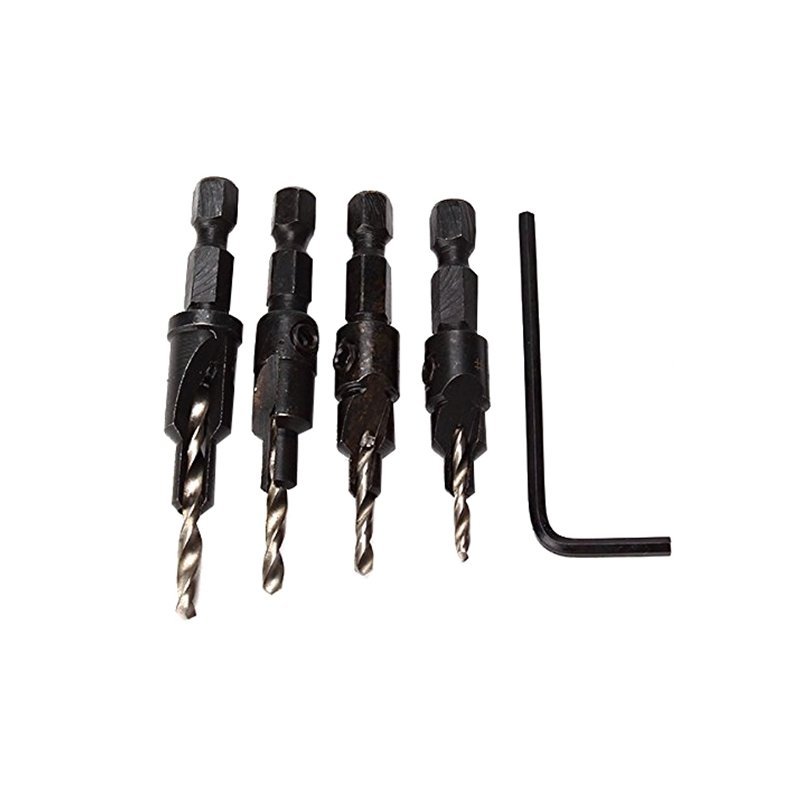 4pcs Countersink Drill Bit with Quick Change Hex Shank #6 #8 #10
#12 Screw Size