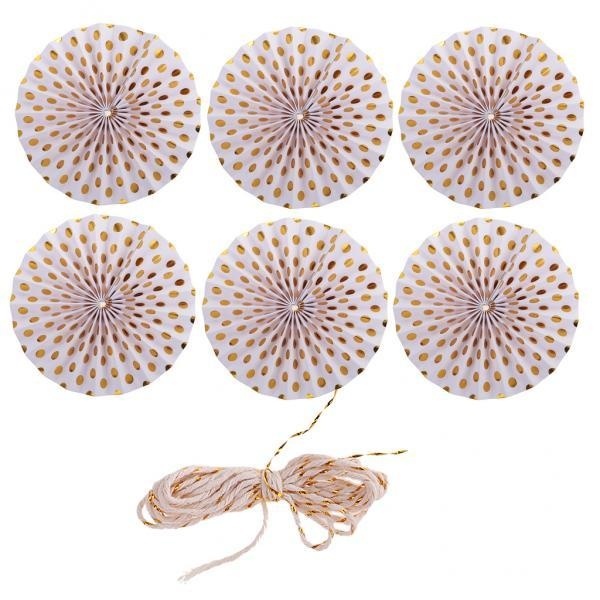 BolehDeals 6 Pieces Tissue Paper Wheel Fan Honeycomb Flower Wedding Hanging Decor White - intl