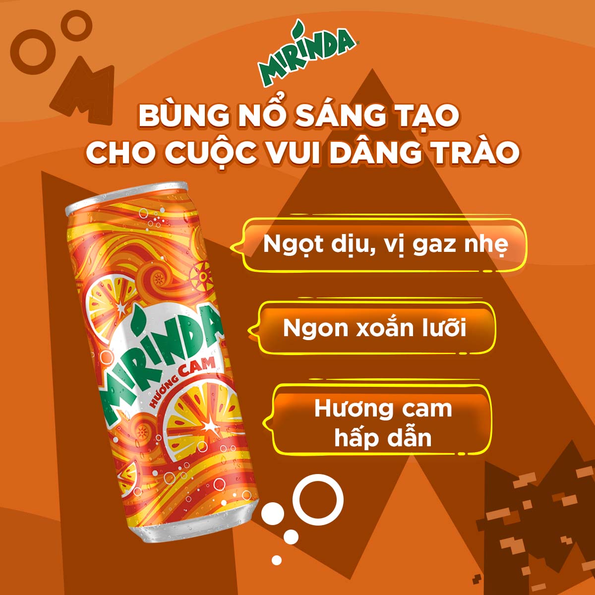 Thùng 24 Lon Nước Ngọt Có Gaz Mirinda Cam 320ml lon Nước Ngọt