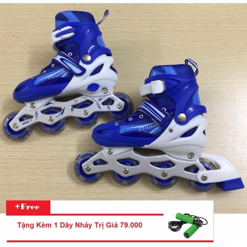 Phân phối Giày Trượt Patin Gắn Đinh Phát Sáng Toàn Bộ (Size M - Xanh Dương) + Tặng Kèm 1 Dây Nhảy