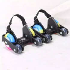 Newly Colorful PU 4 Wheel Flashing Roller Skates(Black) - intl