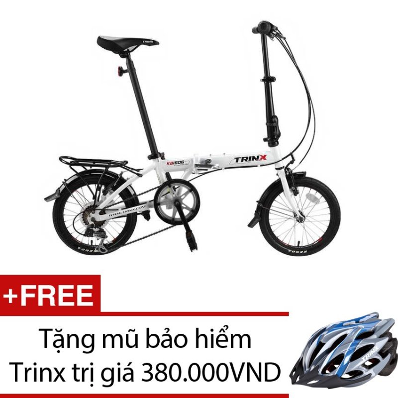 Mua Xe đạp gấp TRINX KA1606 (trắng) + Tặng 1 mũ bảo hiểm Trinx