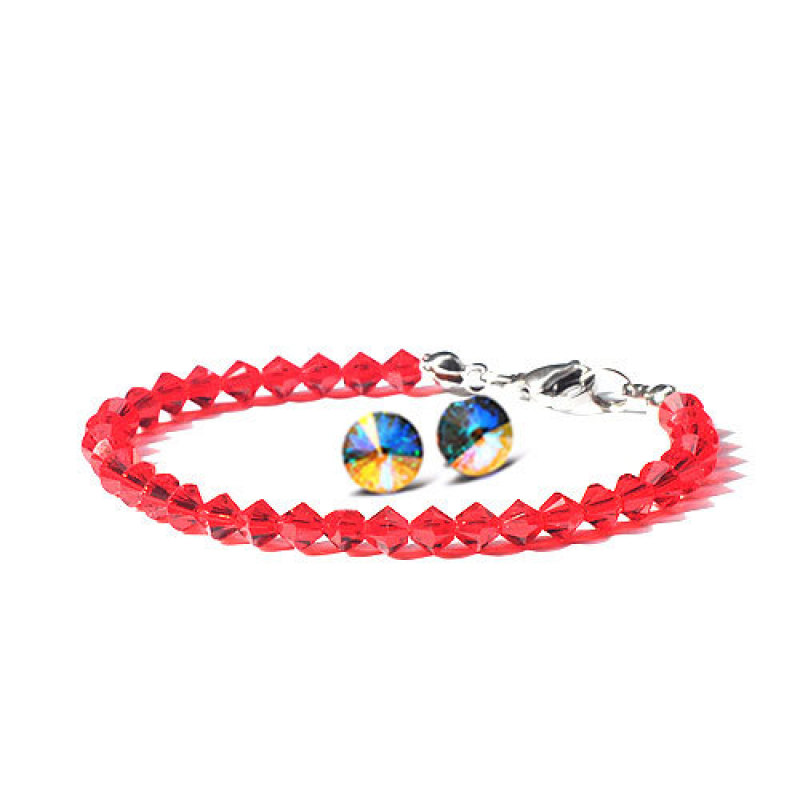 Bộ vòng tay pha lê Swarovski và bông tai pha lê Swarovski