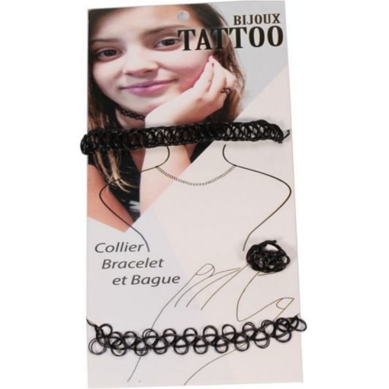 Bộ 01 vòng cổ + 01 lắc chân + 01 nhẫn Tatoo Choker hot trend