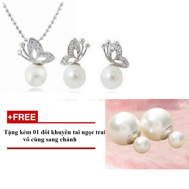 Bộ trang sức bươm bướm đính ngọc trai sang trọng gs23 (quà tặng hấp
dẫn)