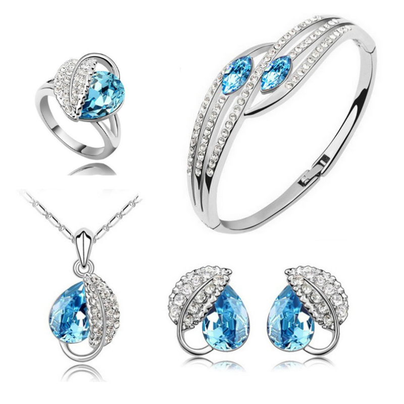 Bộ trang sức giọt sương nạm đá cao cấp 4 món