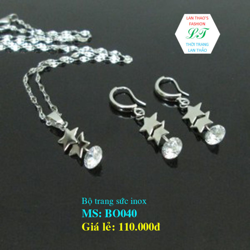Bộ trang sức inox 2 ngôi sao xinh xắn BO040 (Trắng)
