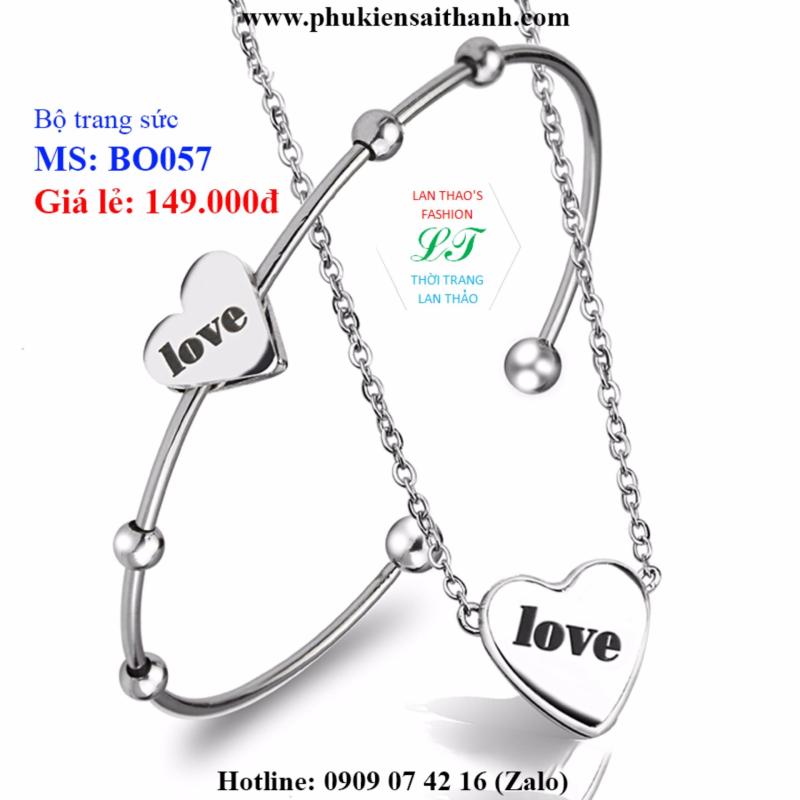Bộ trang sức Inox Trái tim Chữ Love xinh xắn BO057 (TRẮNG)