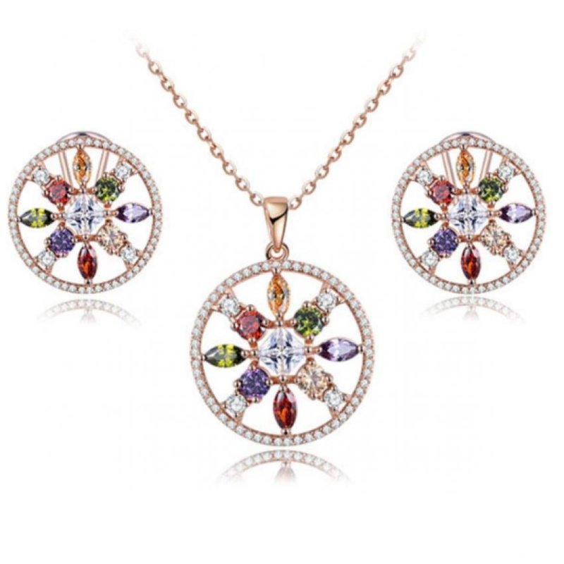 Bộ trang sức nữ đính đá màu mạ vàng 18K thương hiệu Roxi