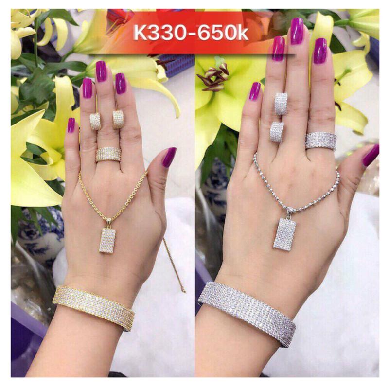 Bộ Trang Sức Nữ Xi Vàng 18K Đá Pha Lê Chữ Nhật Cao Cấp Gadoshop