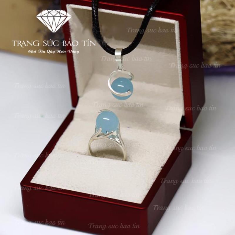 Bộ Trang Sức Phong Thủy Đá Aquamarine Xanh Mệnh Thủy - Mộc Thương Hiệu BẢO TÍN (