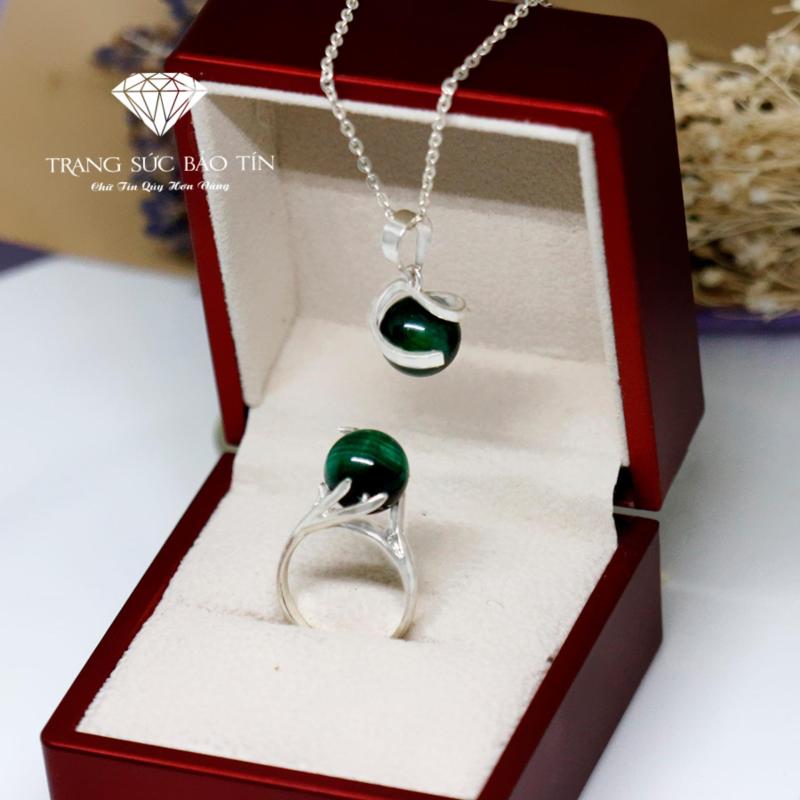 Bộ Trang Sức Phong Thủy Đá Mắt Hổ Xanh Lá Phong Thủy BẢO TÍN (Xanh Lá)