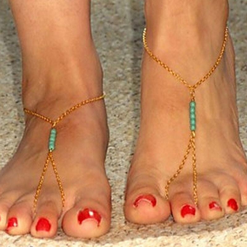 Bohemian Beach Beads Handmade Beaded Anklet Foot Toe Chain Bracelet GN - intl