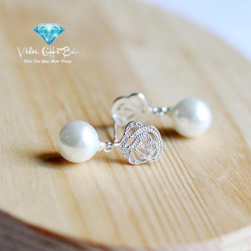 Bông Tai Bạc Nữ, Bông Tai Nữ Đẹp, Bông Tai Thời Trang, Bông Tai Cao Cấp, Bông Tai Đẹp, Bông Tai Bạc Nữ Hoa Hồng Ngọc Trai Chất Liệu Bạc Cao Cấp - Thương Hiệu Viễn Chí Bảo