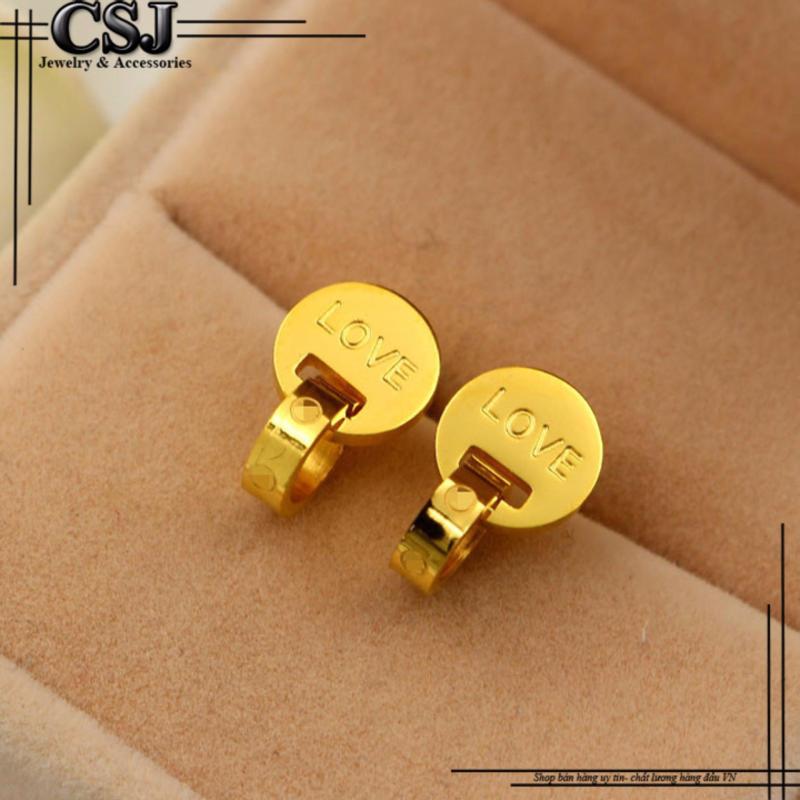 Bông tai titan thương hiệu Catier mạ vàng 24k CSJ (vàng)