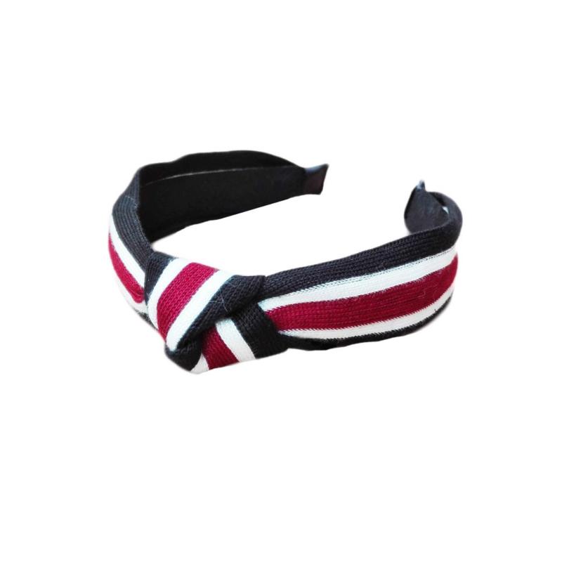 Cài tóc turban đen sọc trắng đỏ