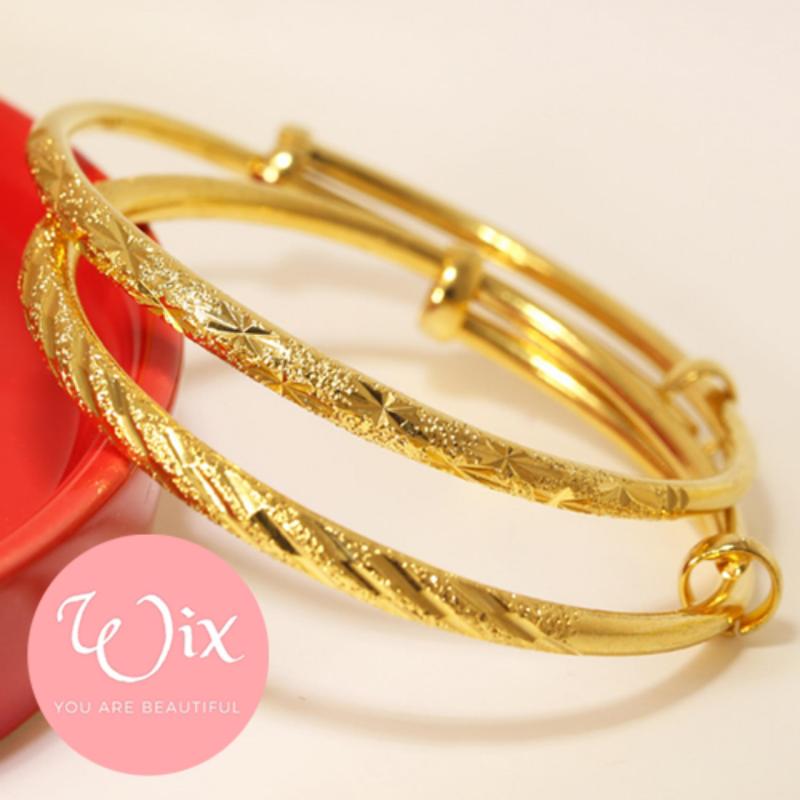Cặp vòng tay Xi vàng 24k cao cấp họa tiết Lá Sam Wix Shop sang trọng