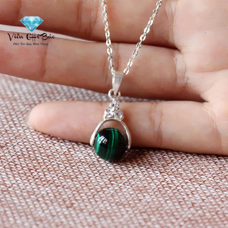 Dây Chuyền bạc Nữ, Dây Chuyền Nữ Đẹp, Dây Chuyền Cho Nữ, Dây Chuyền Đẹp, dây Chuyền Chất Lượng, Dây Chuyền Giá Rẻ, Dây Chuyền Đá Mắt Hổ Xanh Lá Chất Liệu Bạc Ta Cao Cấp - Thương Hiệu Viễn Chí Bảo