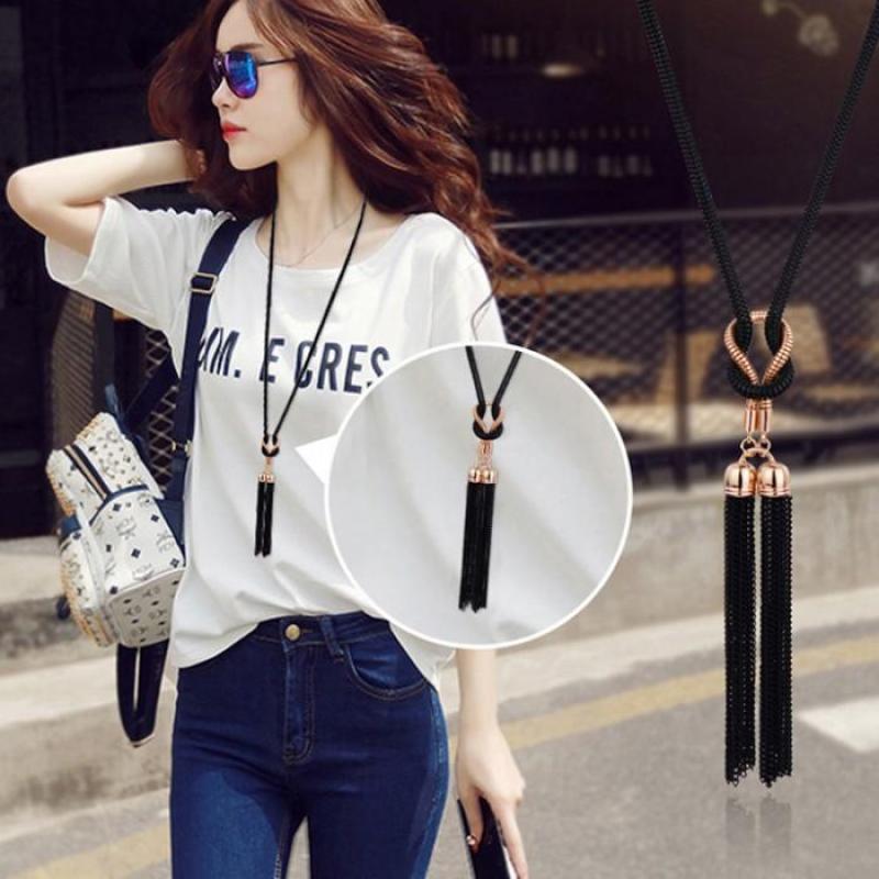 Dây chuyền dài nút thắt lò so tua rua sang trọng Hàn Quốc MYL-CL361