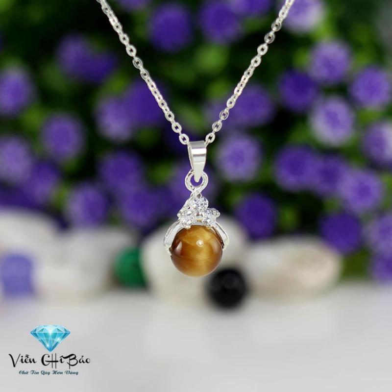 Dây Chuyền Nữ ,Mặt Dây Chuyền Nữ ,Dây Chuyền Đẹp,Dây Chuyền Bạc Nữ ,Dây Chuyền Bạc, Dây Chuyền Đá Mắt Hổ Vàng Tâm Chất Liệu Bạc Ta Cao Cấp - Thương Hiệu Viễn Chí Bảo