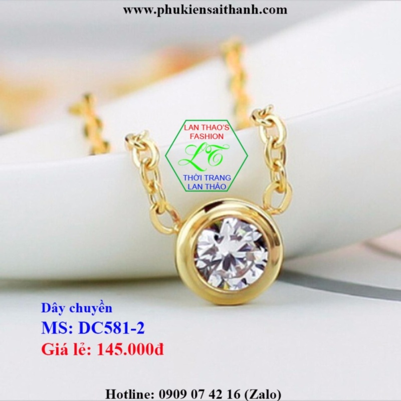 Dây chuyền Titan Zirconia đính đá cao cấp DC581-2 (VÀNG)