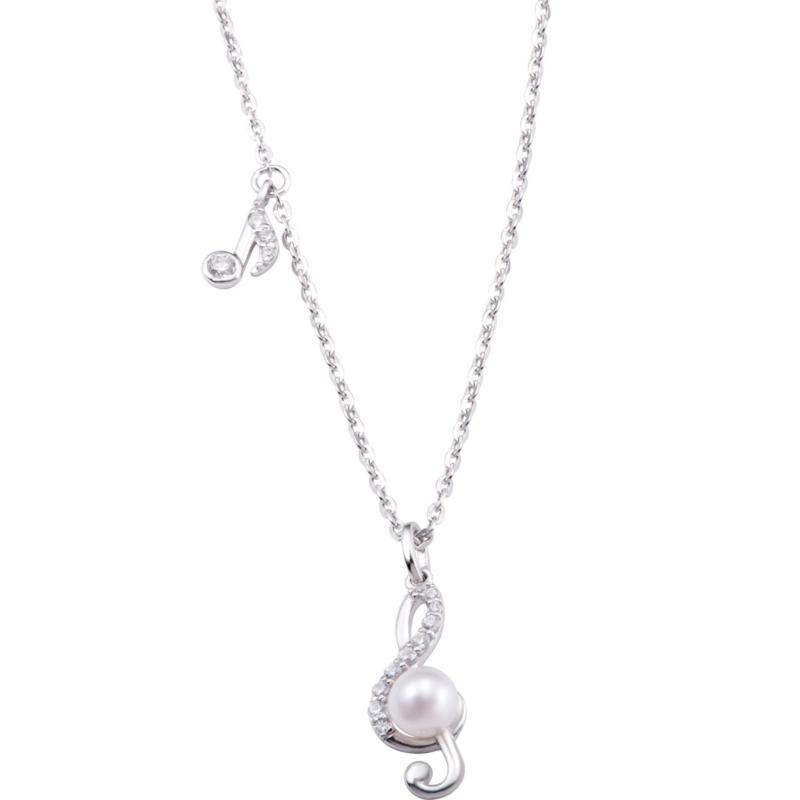 Dây cổ bạc hình nốt nhạc PNJSilver Music Lovin' đính ngọc trai