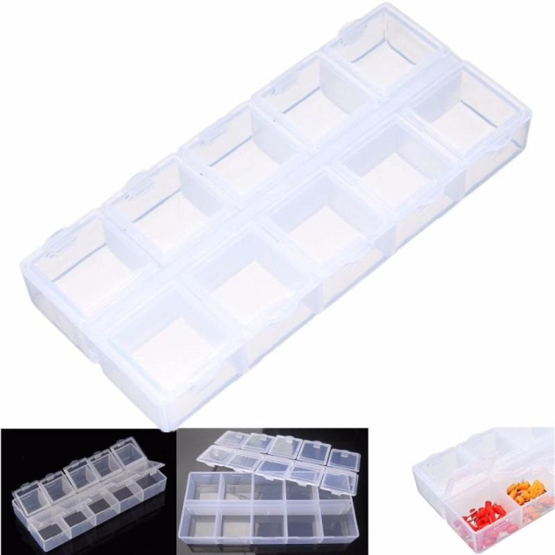 double face clear 10 Compartments Plastic Box Case Jewelry - intl