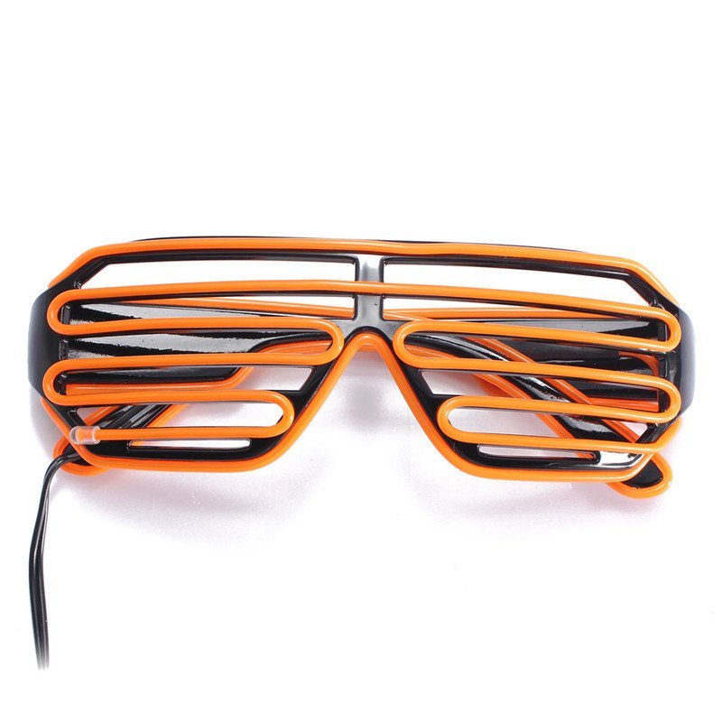 Giá bán El Wire Fashion Neon LED Light Up Shutter Shaped Glasses Rave Costume Party Orange - Intl