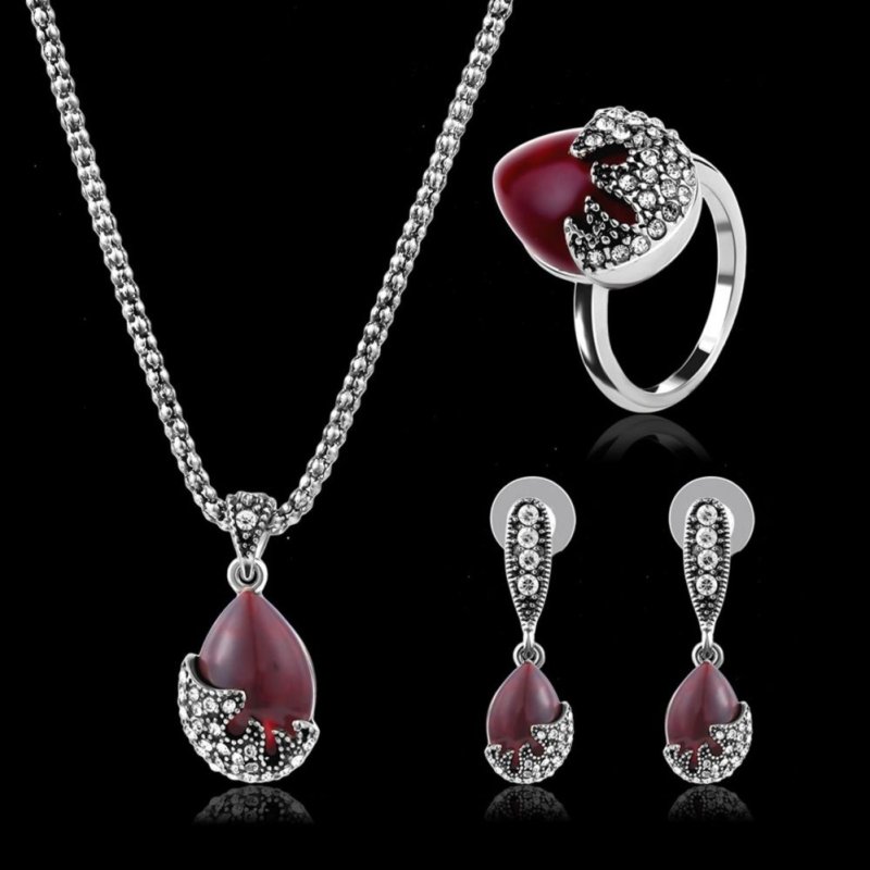 IMIXLOT Fashion Women's Ruby Pendant Jewelry Set - intl