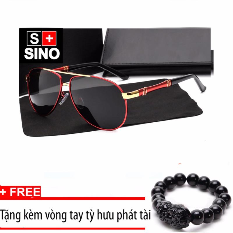 Giá bán Kính mát nam Sino cao cấp  (đỏ) SN689+ Tặng kèm vòng tay phong thủy