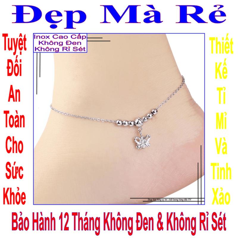 Lắc chân inox Đẹp Mà Rẻ kiểu bướm đính đá Zircon và bi