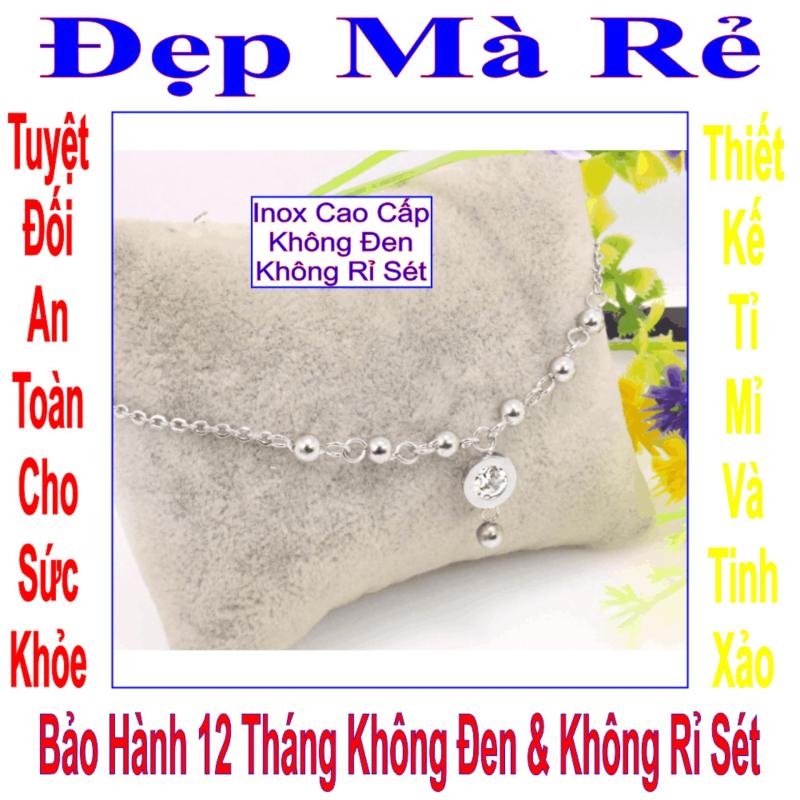 Lắc chân inox Đẹp Mà Rẻ kiểu vòng tròn đính đá Zircon treo bi