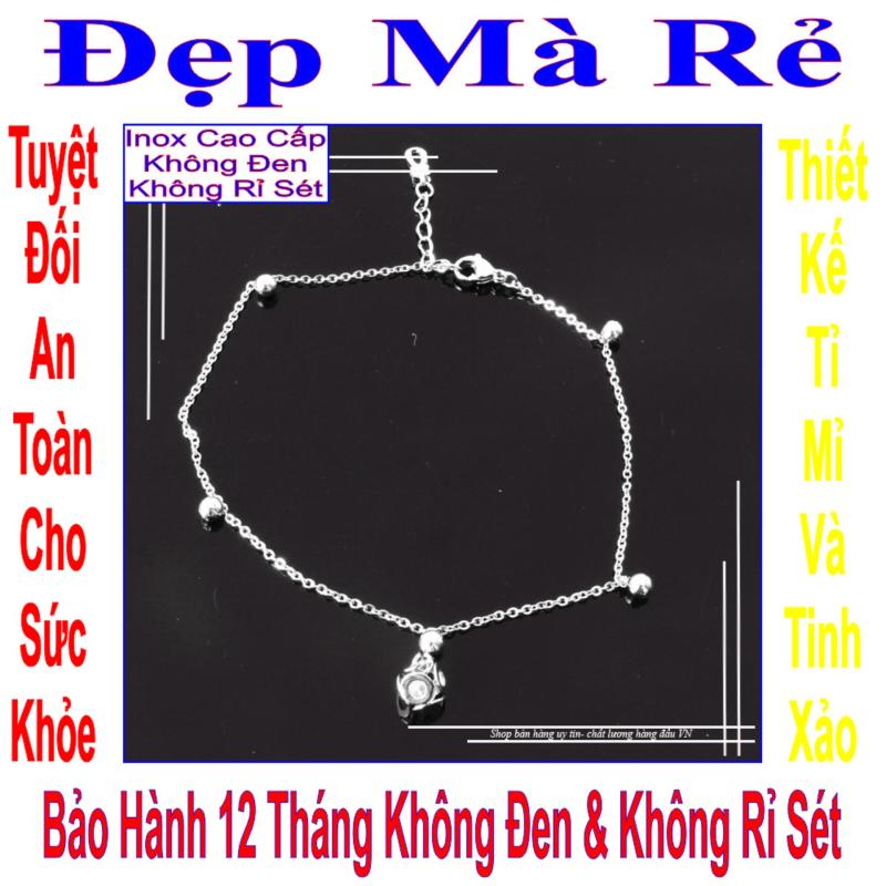 Lắc chân inox Đẹp Mà Rẻ kiểu xúc xắc đính đá Zircon