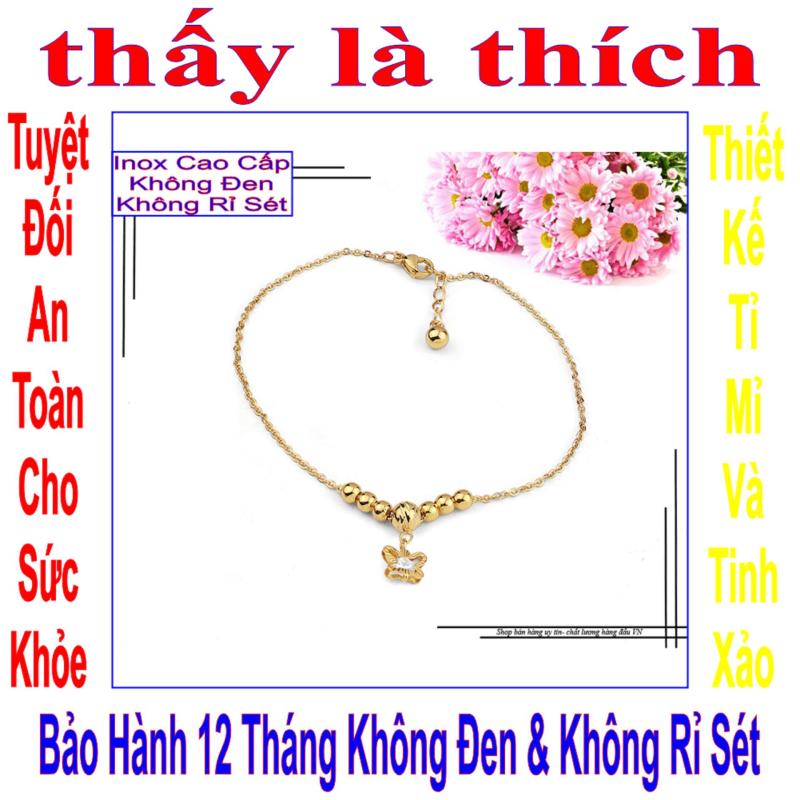 Lắc chân inox thấy là thích kiểu bướm đính đá Zircon và bi
