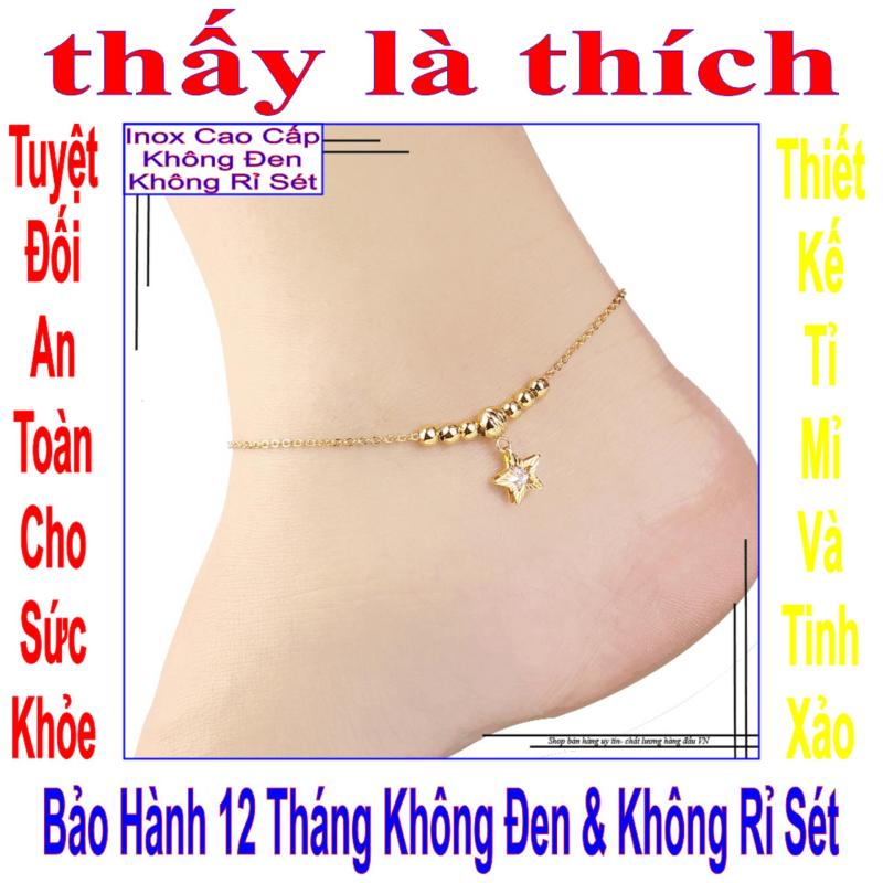 Lắc chân inox thấy là thích kiểu ngôi sao đính đá Zircon và bi