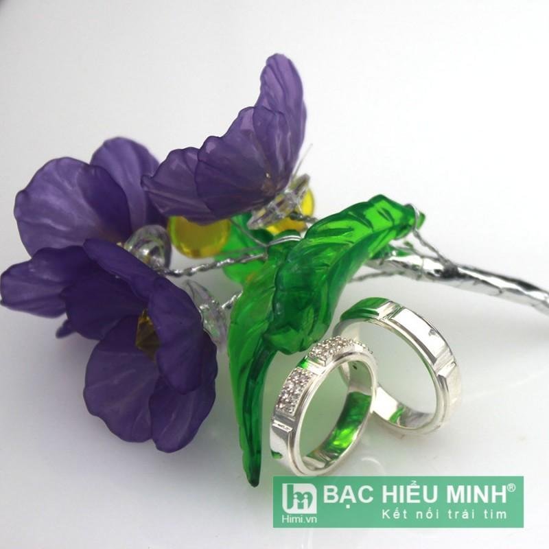 Nhẫn đôi BẠC HIỂU MINH nc447 sát cánh