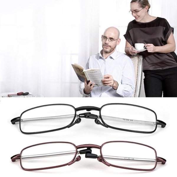 Giá bán Portable Fashion Folding Reading Glasses Rotation Eyeglass(Black,+1.5) - intl