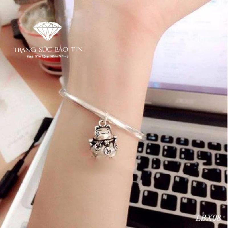 Vòng Tay Bạc Nữ Charm Con Mèo Bạc Thái Cao Cấp Bảo Tín