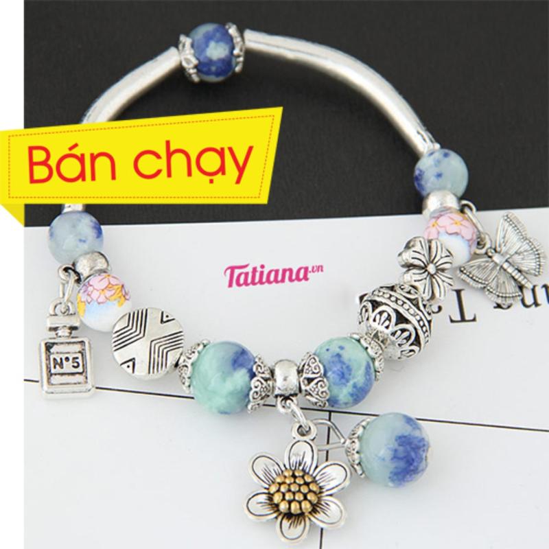 VÒNG TAY CHARM ĐÍNH HOA CÚC - TATIANA - V2208 (HỒNG)