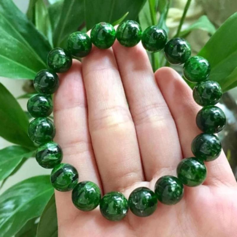 Vòng tay đá quý ohong thủy Diopside 10 ly cao cấp